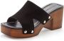 French Connection Slippers Mule sandaal open schoen van leer met blokhak - Thumbnail 2