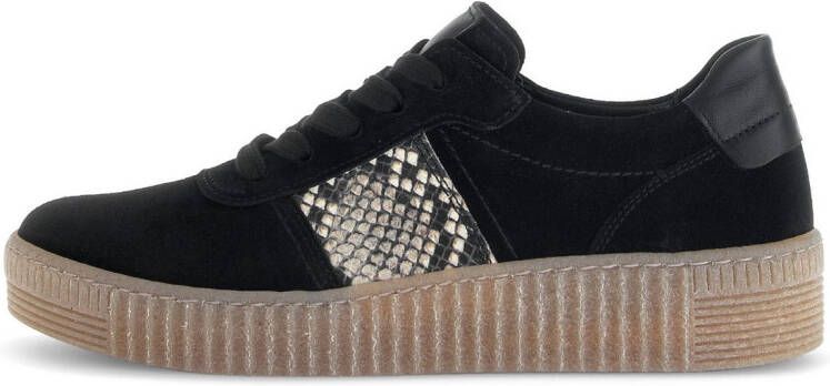 Gabor Plateausneakers vrijetijdsschoen halfhoge schoen veterschoen met plateauzool in crêpe-optiek
