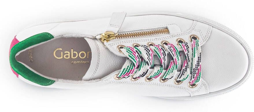 Gabor Plateausneakers Florence met kleurrijke accenten breedte g vrijetijdsschoen lage schoen veterschoen