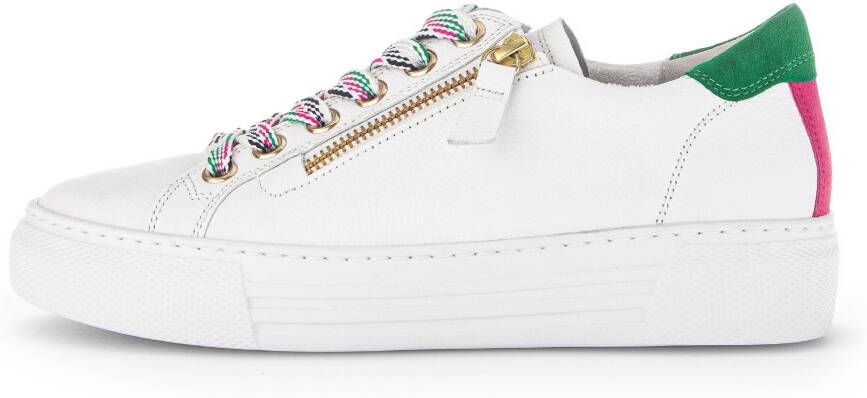 Gabor Plateausneakers Florence met kleurrijke accenten breedte g vrijetijdsschoen lage schoen veterschoen