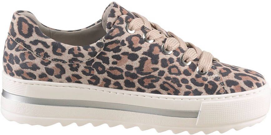 Gabor Plateausneakers Florence vrijetijdsschoen lage schoen veterschoen modieuze leoprint breedte g