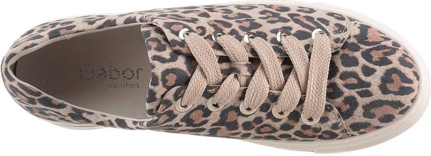Gabor Plateausneakers Florence vrijetijdsschoen lage schoen veterschoen modieuze leoprint breedte g