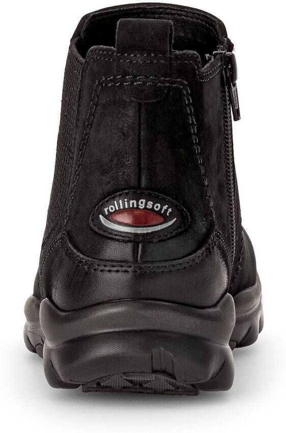Gabor Rollingsoft Chelsea-boots sleehak comfort schoen enkellaars logo-opdruk op de hak