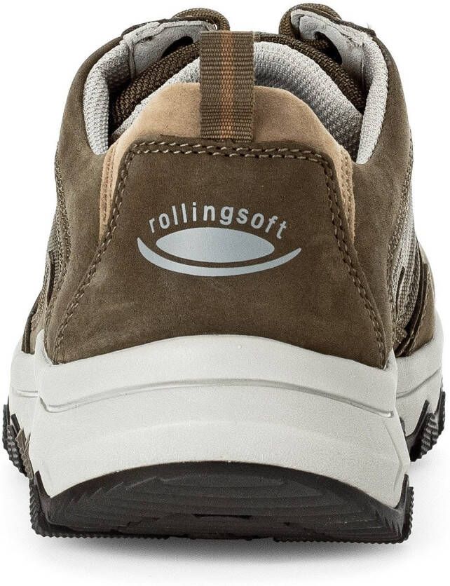 Gabor Rollingsoft Sneakers met sleehak vrijetijdsschoen lage schoen veterschoen met contraststiksels g-breedte
