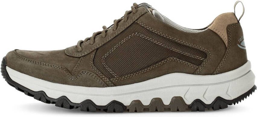 Gabor Rollingsoft Sneakers met sleehak vrijetijdsschoen lage schoen veterschoen met contraststiksels g-breedte
