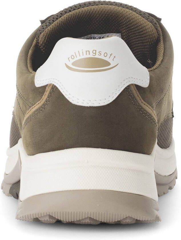 Gabor Rollingsoft Sneakers met sleehak vrijetijdsschoen lage schoen veterschoen met decoratieve stiksels g-breedte