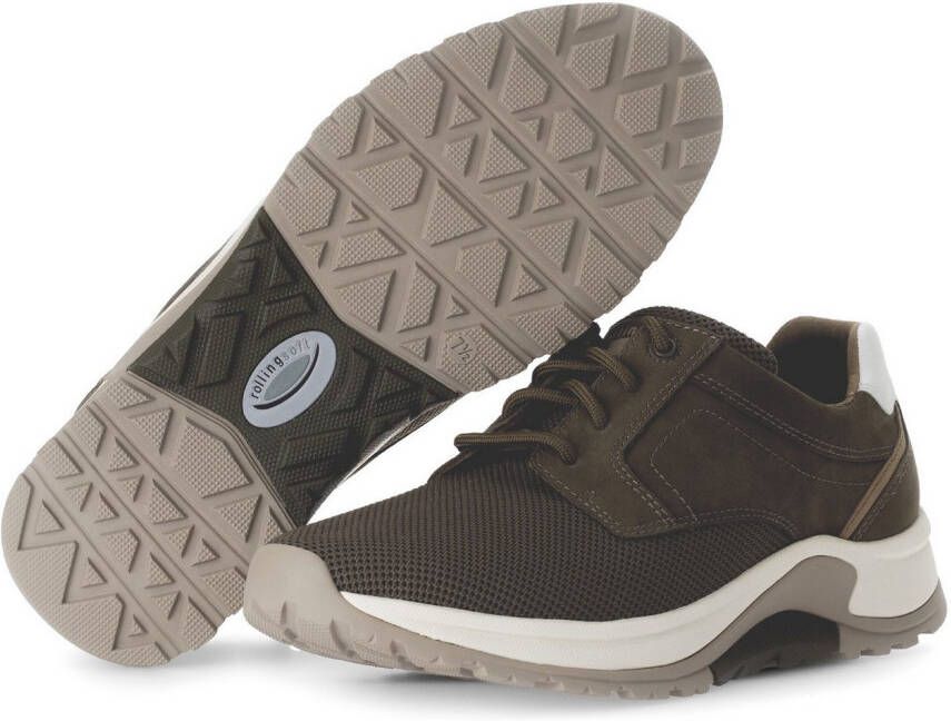 Gabor Rollingsoft Sneakers met sleehak vrijetijdsschoen lage schoen veterschoen met decoratieve stiksels g-breedte