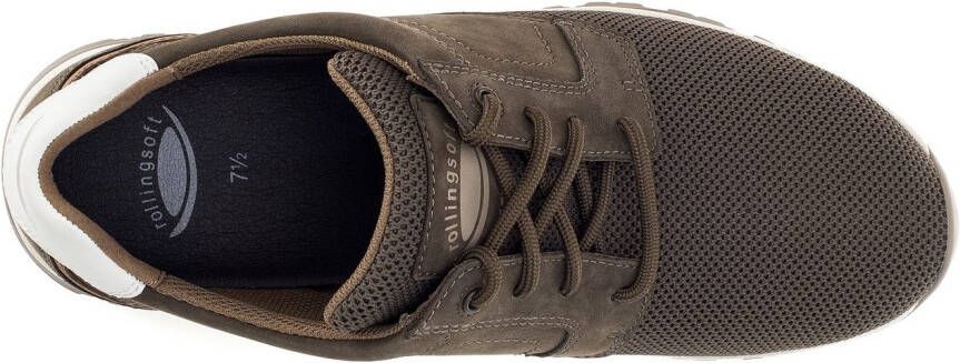 Gabor Rollingsoft Sneakers met sleehak vrijetijdsschoen lage schoen veterschoen met decoratieve stiksels g-breedte