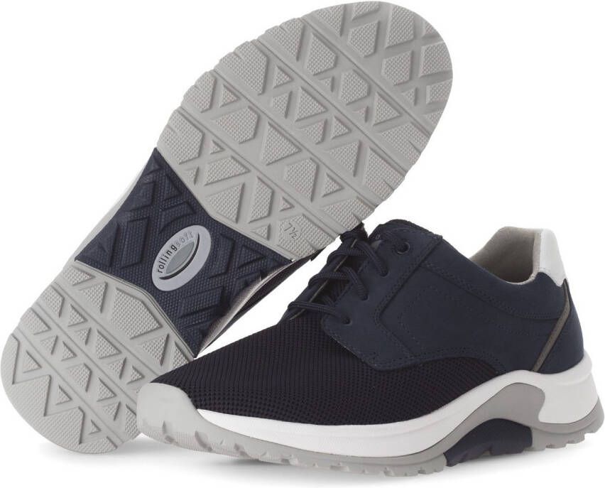 Gabor Rollingsoft Sneakers met sleehak vrijetijdsschoen lage schoen veterschoen met decoratieve stiksels g-breedte