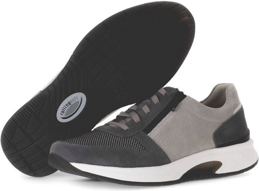 Gabor Rollingsoft Sneakers met sleehak vrijetijdsschoen lage schoen veterschoen met buitenrits g-breedte