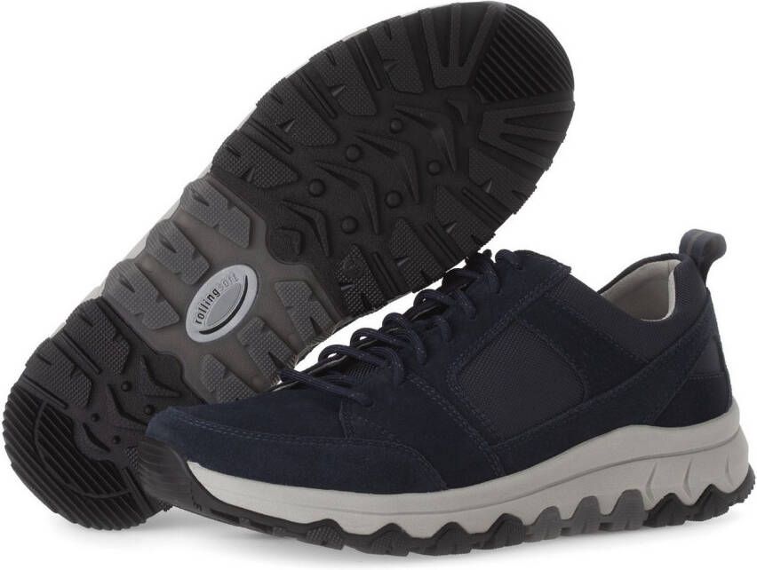 Gabor Rollingsoft Sneakers met sleehak vrijetijdsschoen lage schoen veterschoen met decoratieve stiksels breedte g