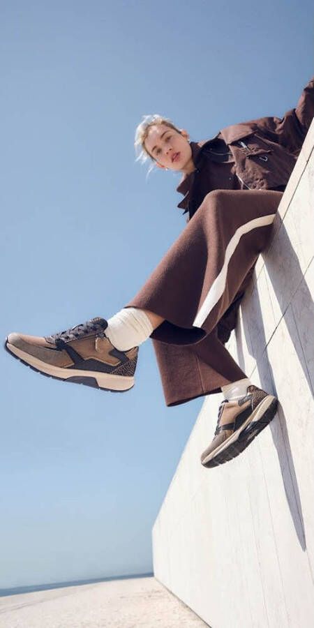 Gabor Rollingsoft Sneakers met sleehak veterschoen halfhoge schoen vrijetijdsschoen met extra ritssluiting