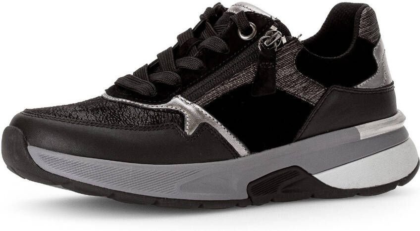 Gabor Rollingsoft Sneakers met sleehak vrijetijdsschoen lage schoen veterschoen contrastafwerkingen