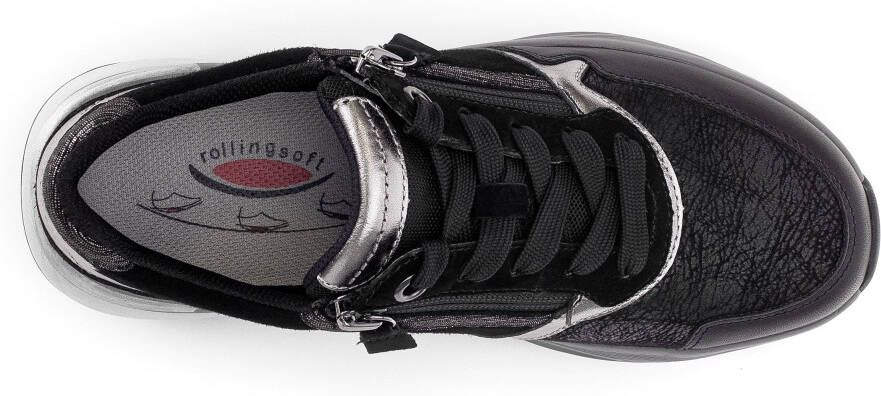 Gabor Rollingsoft Sneakers met sleehak vrijetijdsschoen lage schoen veterschoen contrastafwerkingen