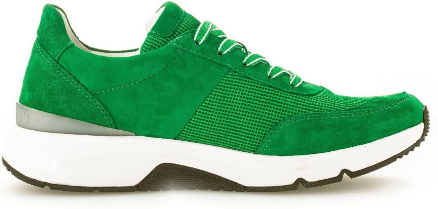 Gabor Rollingsoft Sneakers met sleehak vrijetijdsschoen lage schoen veterschoen logo op de hiel