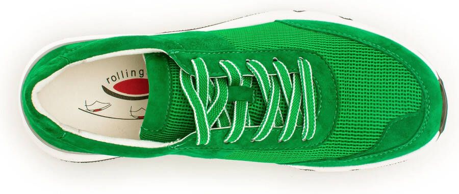 Gabor Rollingsoft Sneakers met sleehak vrijetijdsschoen lage schoen veterschoen logo op de hiel