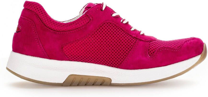 Gabor Rollingsoft Sneakers met sleehak vrijetijdsschoen lage schoen veterschoen met optifit verwisselbare inlegzool
