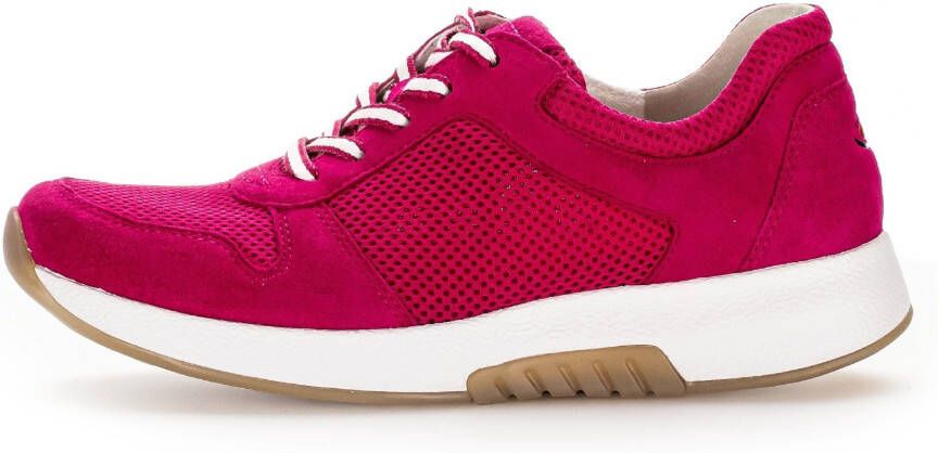 Gabor Rollingsoft Sneakers met sleehak vrijetijdsschoen lage schoen veterschoen met optifit verwisselbare inlegzool