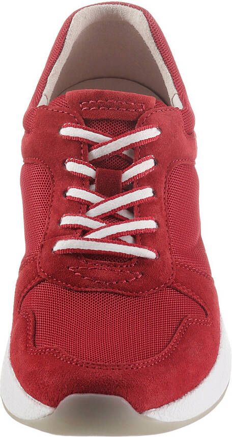 Gabor Rollingsoft Sneakers met sleehak vrijetijdsschoen lage schoen veterschoen in zomerse materiaalmix