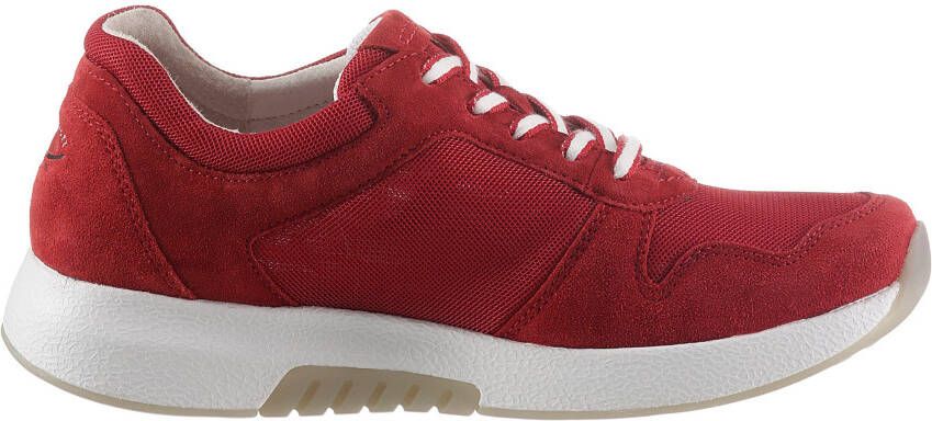Gabor Rollingsoft Sneakers met sleehak vrijetijdsschoen lage schoen veterschoen in zomerse materiaalmix