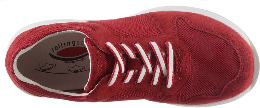 Gabor Rollingsoft Sneakers met sleehak vrijetijdsschoen lage schoen veterschoen in zomerse materiaalmix