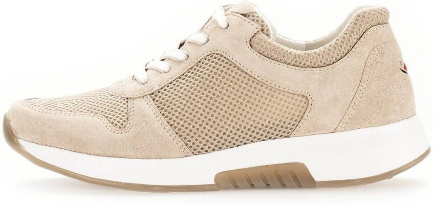 Gabor Rollingsoft Sneakers met sleehak vrijetijdsschoen lage schoen veterschoen in zomerse materiaalmix