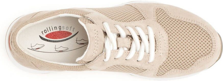 Gabor Rollingsoft Sneakers met sleehak vrijetijdsschoen lage schoen veterschoen in zomerse materiaalmix