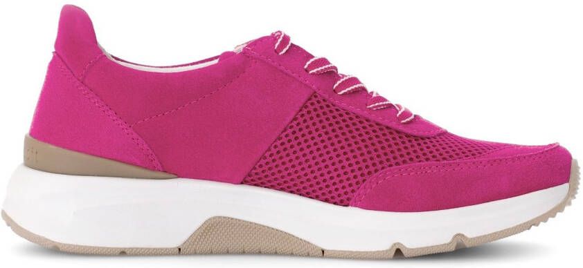 Gabor Rollingsoft Sneakers met sleehak vrijetijdsschoen lage schoen veterschoen logo op de hiel