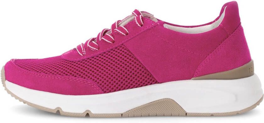 Gabor Rollingsoft Sneakers met sleehak vrijetijdsschoen lage schoen veterschoen logo op de hiel