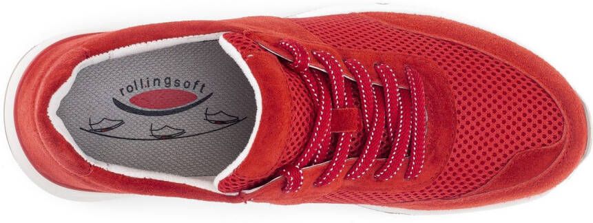 Gabor Rollingsoft Sneakers met sleehak vrijetijdsschoen lage schoen veterschoen logo op de hiel