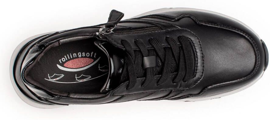 Gabor Rollingsoft Sneakers met sleehak vrijetijdsschoen lage schoen veterschoen logo op de hiel