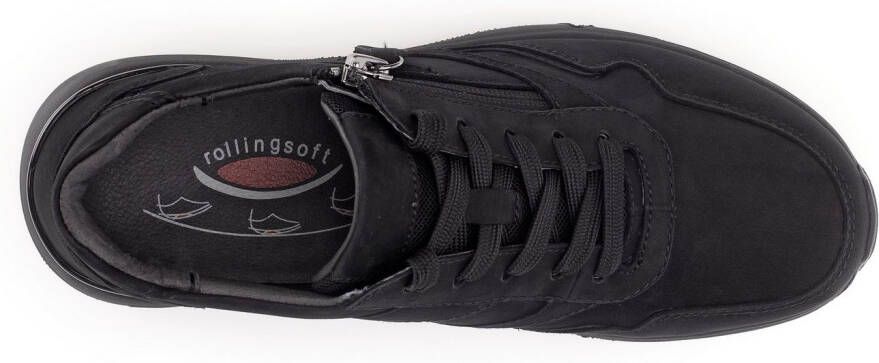 Gabor Rollingsoft Sneakers met sleehak vrijetijdsschoen lage schoen veterschoen logo op de hiel