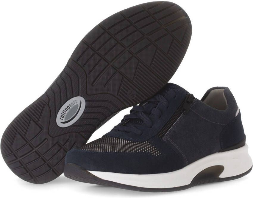 Gabor Rollingsoft Sneakers met sleehak vrijetijdsschoen lage schoen veterschoen met buitenrits g-breedte