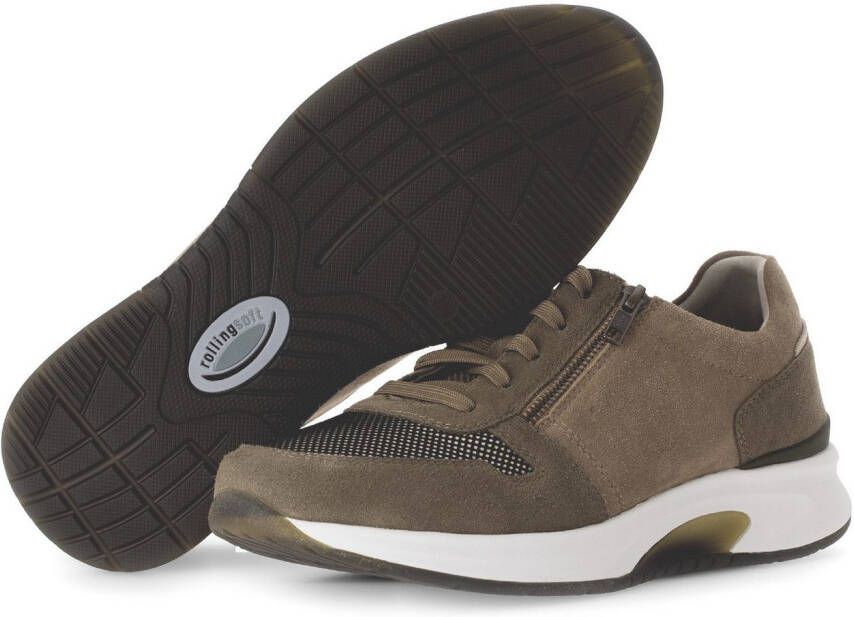 Gabor Rollingsoft Sneakers met sleehak vrijetijdsschoen lage schoen veterschoen met buitenrits g-breedte