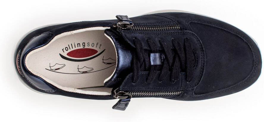 Gabor Rollingsoft Sneakers met sleehak vrijetijdsschoen lage schoen veterschoen met optifit verwisselbare inlegzool