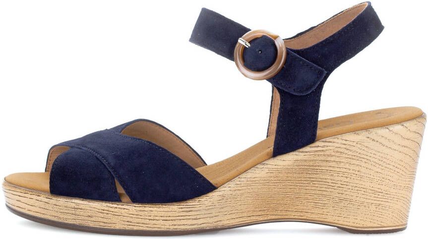 Gabor Sleehaksandaaltjes zomerschoen sandaal riemchensandalette met sleehak in hout-look