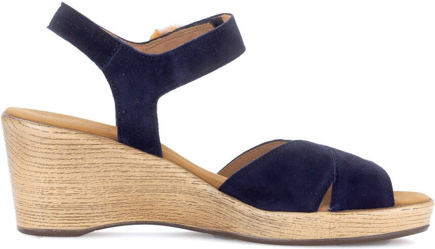 Gabor Sleehaksandaaltjes zomerschoen sandaal riemchensandalette met sleehak in hout-look