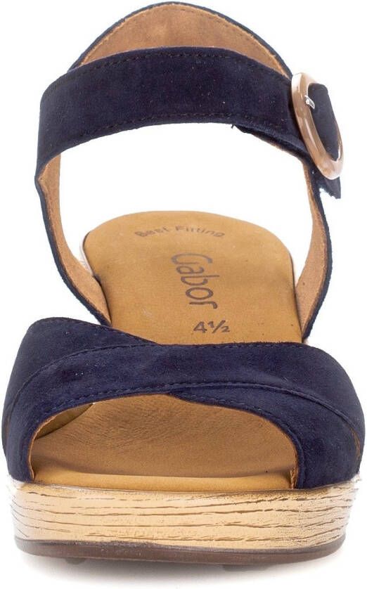 Gabor Sleehaksandaaltjes zomerschoen sandaal riemchensandalette met sleehak in hout-look