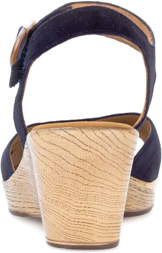 Gabor Sleehaksandaaltjes zomerschoen sandaal riemchensandalette met sleehak in hout-look