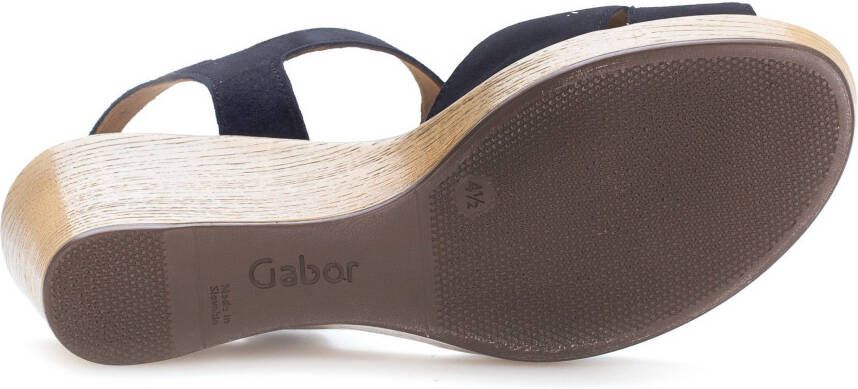 Gabor Sleehaksandaaltjes zomerschoen sandaal riemchensandalette met sleehak in hout-look