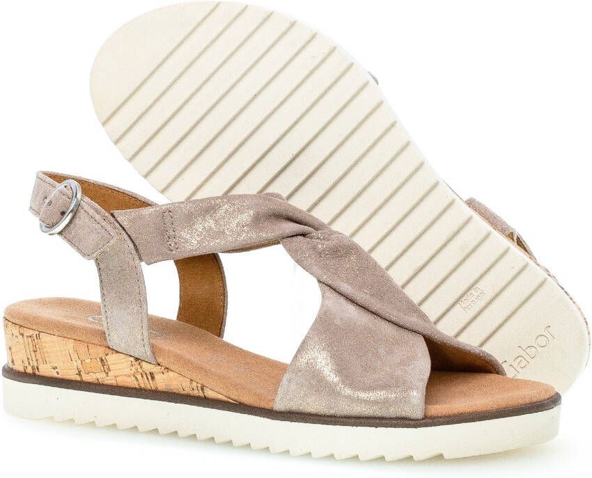 Gabor Sleehaksandaaltjes Genua zomerschoen sandaal sleehak met metallic-effect