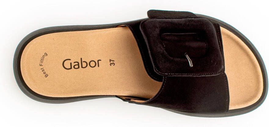 Gabor Slippers plateau zomerschoen slippers met grote decoratieve gesp