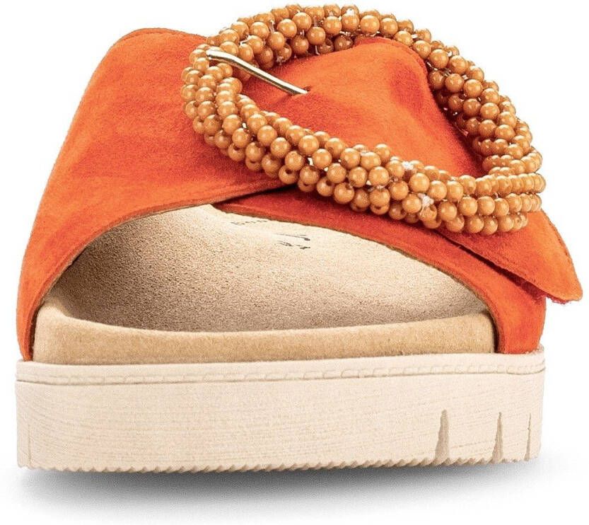 Gabor Slippers plateau zomerschoen slippers met sierparels aan de decoratieve gesp