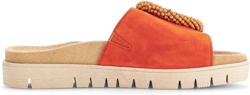 Gabor Slippers plateau zomerschoen slippers met sierparels aan de decoratieve gesp