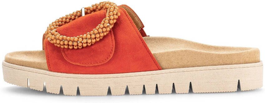 Gabor Slippers plateau zomerschoen slippers met sierparels aan de decoratieve gesp