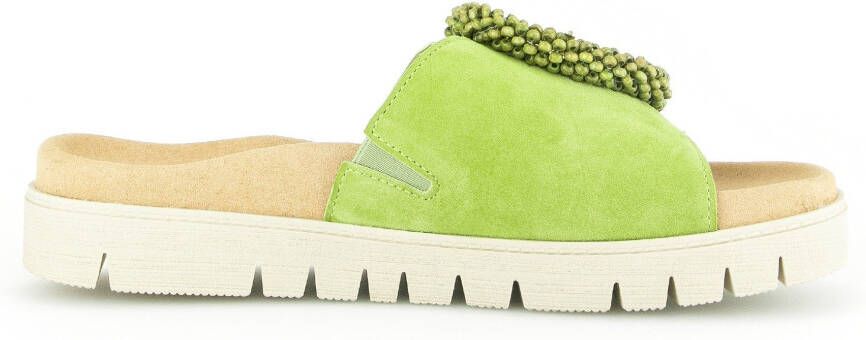 Gabor Slippers plateau zomerschoen slippers met sierparels aan de decoratieve gesp