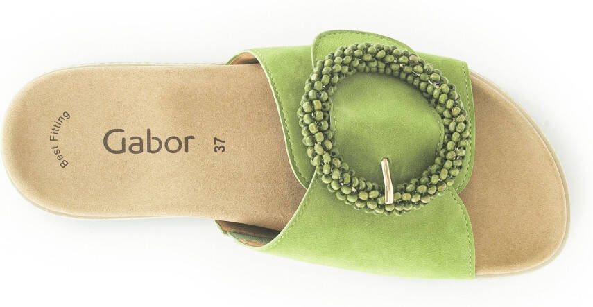 Gabor Slippers plateau zomerschoen slippers met sierparels aan de decoratieve gesp