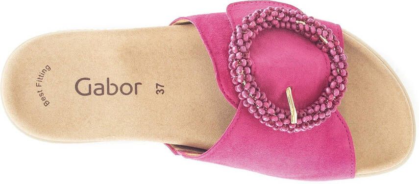 Gabor Slippers plateau zomerschoen slippers met sierparels aan de decoratieve gesp