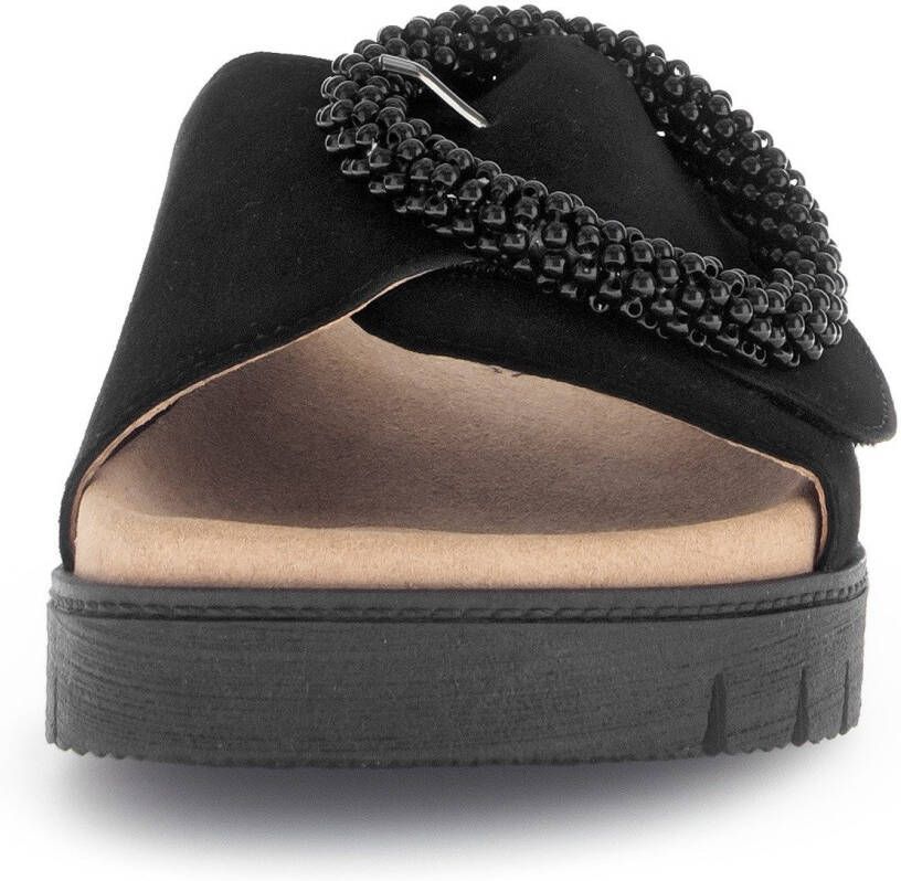Gabor Slippers plateau zomerschoen slippers met sierparels aan de decoratieve gesp
