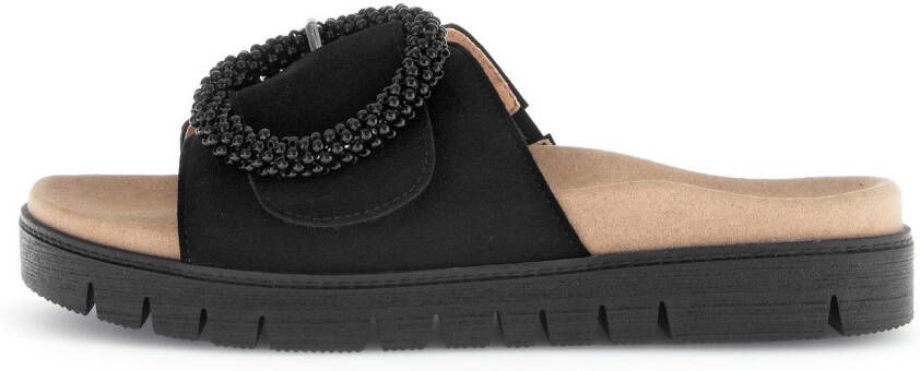 Gabor Slippers plateau zomerschoen slippers met sierparels aan de decoratieve gesp